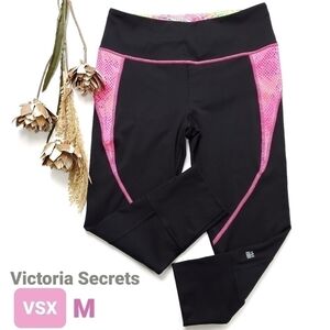 🔴 Victoria's Secret  VSX Black Pink Yoga Capris M